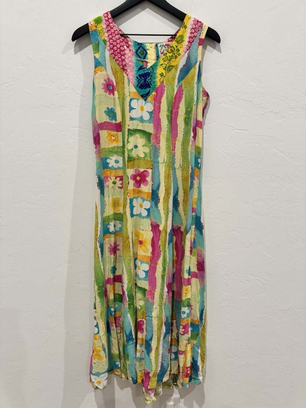 Vintage JAMS World Sleeveless Maxi Dress Medium Tie Back Daisy Floral Resort
